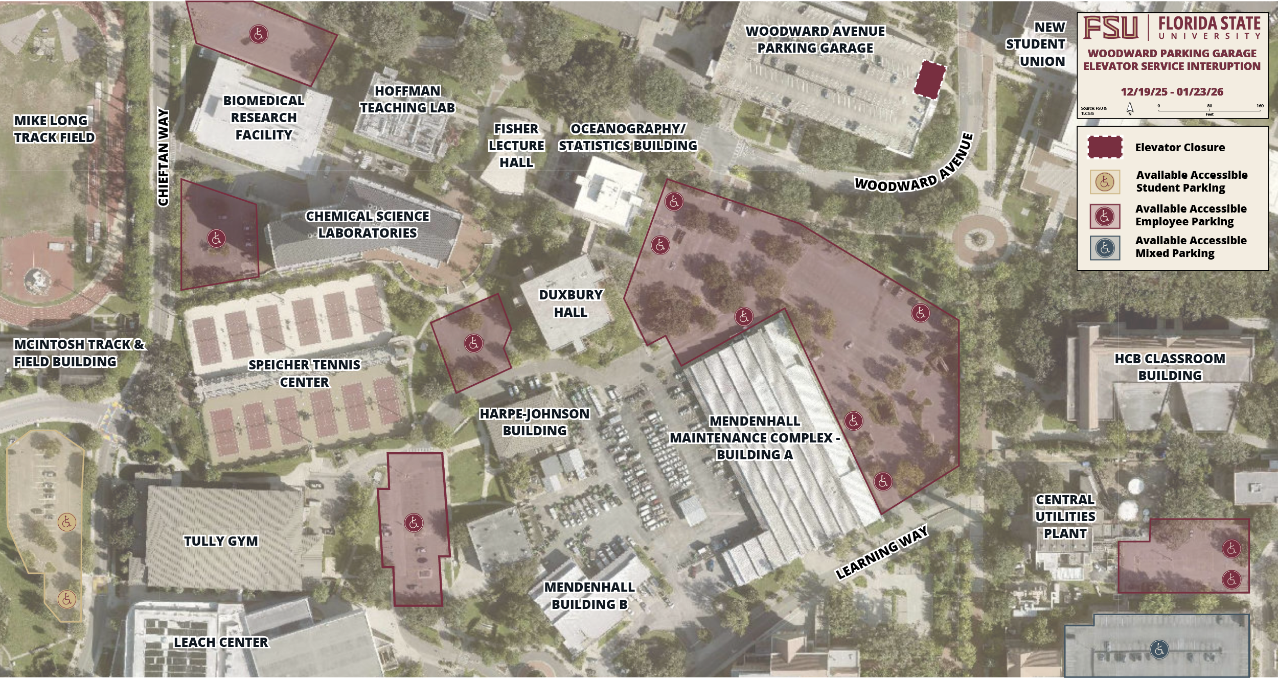 Woodward Elevator Closure Map