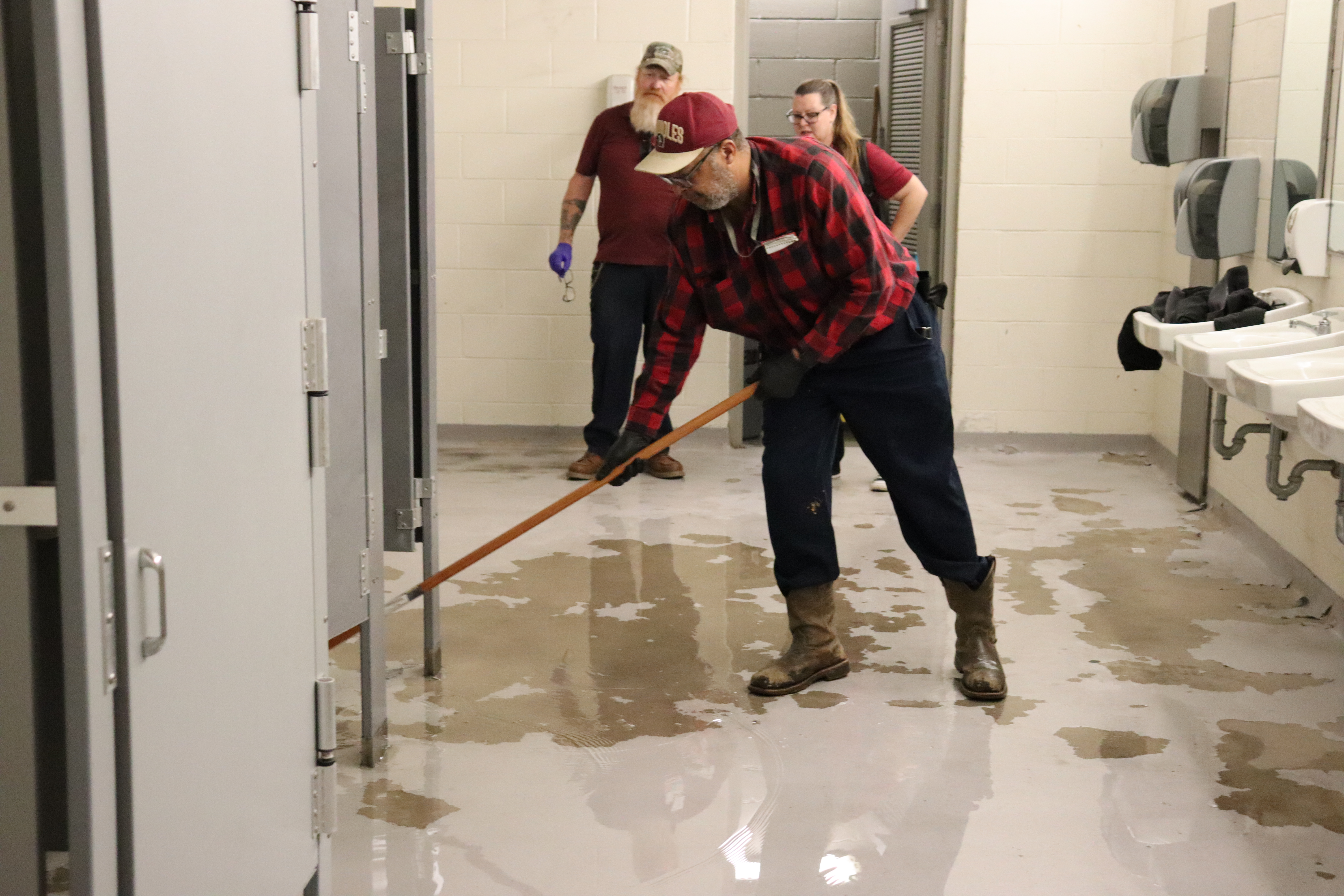 Plumbing crew in action.